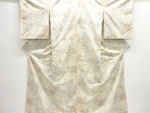 雪輪に花古典柄織り出し手織り紬着物